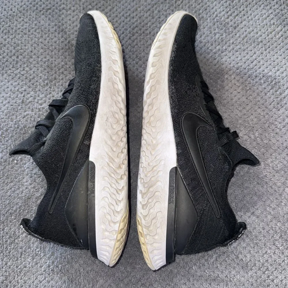 Nike‎ Epic React Flyknit 2 Black White Running Shoes Men's Size 11 BQ8928-002